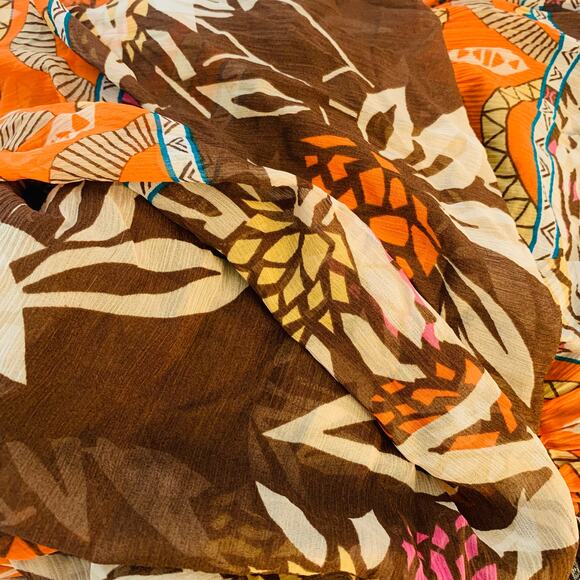 Vintage Nicole Miller Sz 4 Silk Plunge Sleeveless Dress Brown Orange Summer Fall - Picture 10 of 11